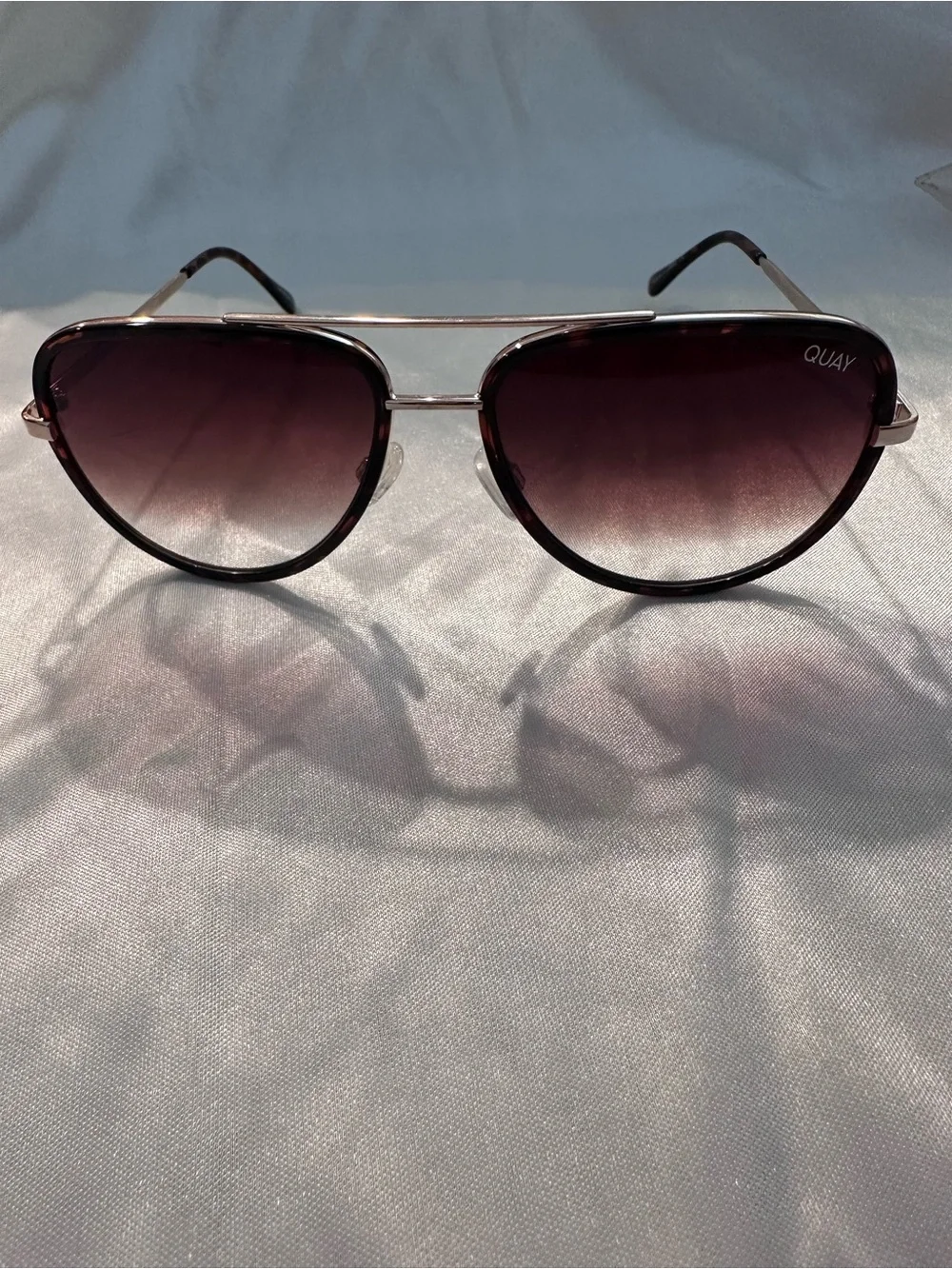 QUAY ALL IN Tortoiseshell Aviator Sunglasses with Gold Bridge